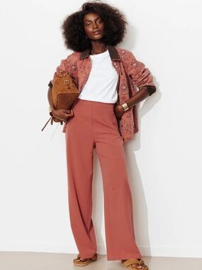 Ces Femme Wide-Leg High-Rise Pants in Dusty Rose